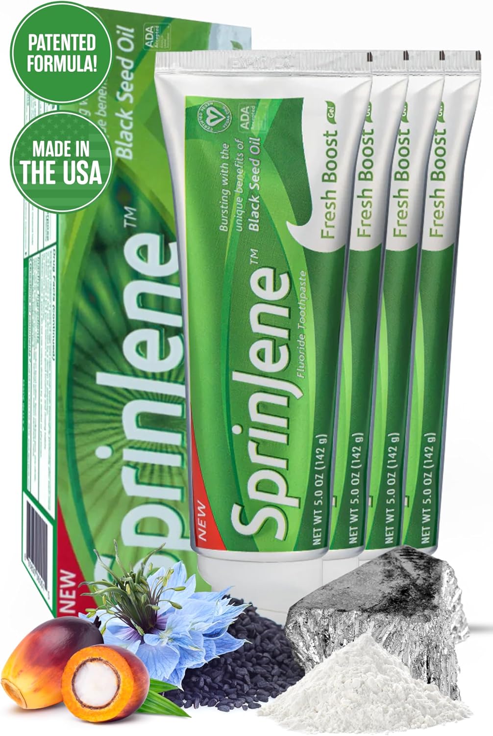 SprinJene Original Fresh Boost | Cavity Protection Toothpaste with Fluoride for Fresh Breath & Healthy Teeth | 4 Pack