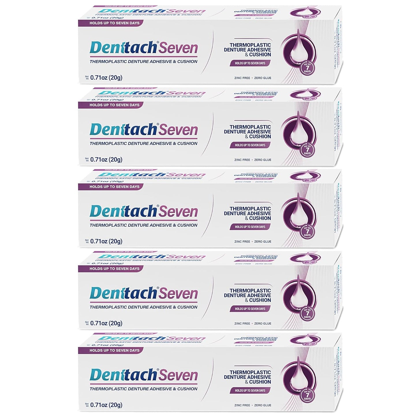 Denture Adhesive, Thermoplastic Denture Adhesive, Cushion and Reliner, Comfortable, Secure Denture Grip for Up to 7 Days, Non Glue, Zinc Free, Long Holding Denture Reliner (Pack of 5)