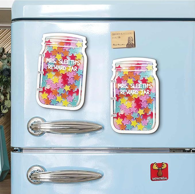Personalized Reward Jars for Kids - Magnetic Reward Jar for Classroom Behavior – Incentive Jar with Stars for Teachers & Kids – Class Rewards Chart, Potty Training, Behavior Management, Style 01