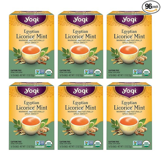 Yogi Tea - Egyptian Licorice Mint Tea (6 Pack) - Warming and Naturally Spicy Sweet - Caffeine Free - 96 Organic Herbal Tea Bags