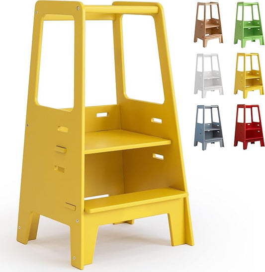 AVDAR Toddler Standing Tower Wooden Toddler Stool for Kitchen Adjustable, Winner 2023 of Contemporary Good Design, Montessori Kitchen Tools