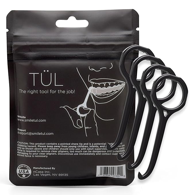 TÜL | Only Invisalign Remover Tool Made in the USA | Lifetime Replacements | Ortho Recommended Aligner Remover Tool & Retainer Remover Tool | Black 4 Pack | Top Invisalign Accessories