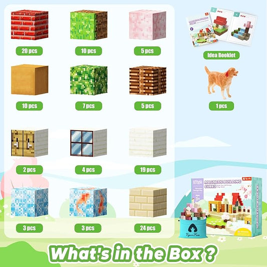 VigorFun Magnetic Blocks, Courtyard Magnet World Building Set- STEM Montessori Sensory Toys for Toddlers Boys Girls Birthday Gifts, Construction Toys for 3 4 5 6 7 8+ Year Old Kids