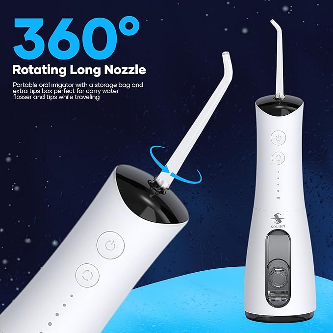 Cordless Water Flosser, Water Dental Flosser, Rechargeable Irrigation Cleaner,4 Modes Portable Water Flosser with 5 Nozzles, Water Flossers for Teeth, Dental Tools (White)