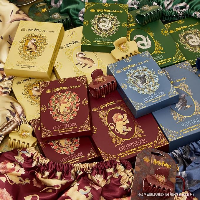 Kitsch x Harry Potter Hufflepuff Satin Pillowcase with Zipper for Hair & Skin – Double-Sided, Softer Than Silk, Wrinkle-Free, Machine Washable, Frizz Control, Breakout Prevention - King Size (19x36)