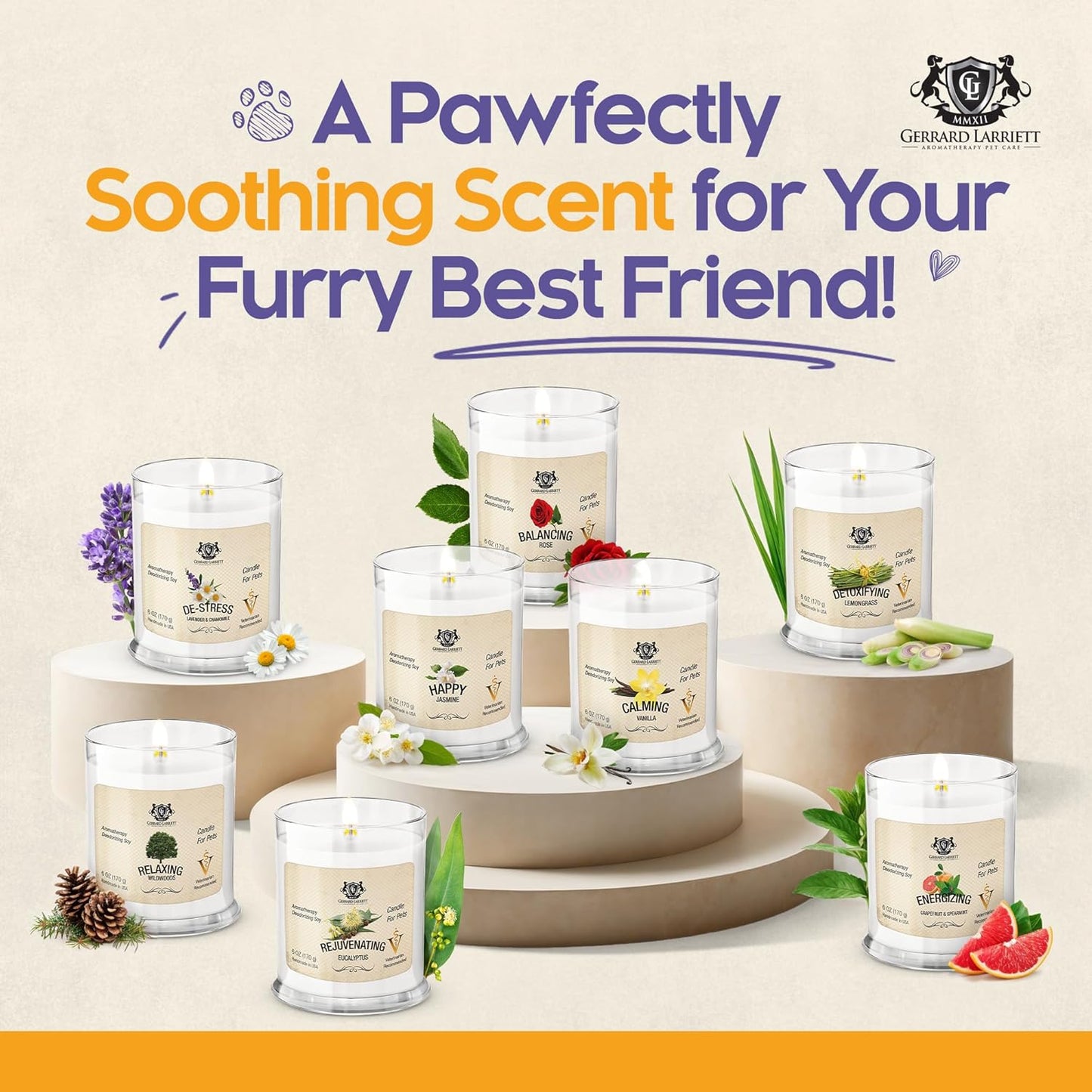 Pet Odor Eliminator Candle Grapefruit and Spearmint Scented Candle, Calming Candles Aromatherapy for Home Decor, Soy Wax Pet Candles Odor Eliminator for Animal Lover, Aromatherapy by Gerrard Larriett