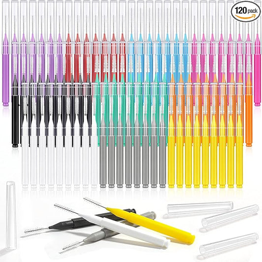 Modacraft 120Pcs Interdental Brush 6 Sizes Braces Brush Toothpicks with Soft Bristles 360° Bendable Floss Heads Dental Brushes Between Teeth Gum Braces Cleaning Kit Oral Tooth Cleaning Tool