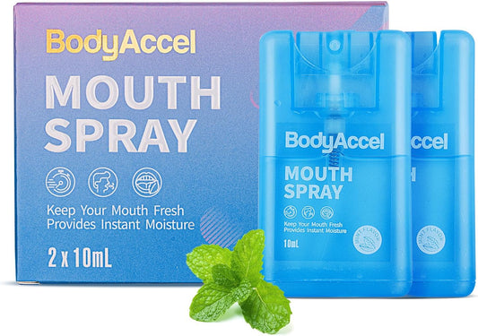 BodyAccel Dry Mouth Spray, Breath Spray for Bad Breath, Portable Mint Mouth Spray Fresh Breath in 3 Seconds 2 Pack (0.7oz)