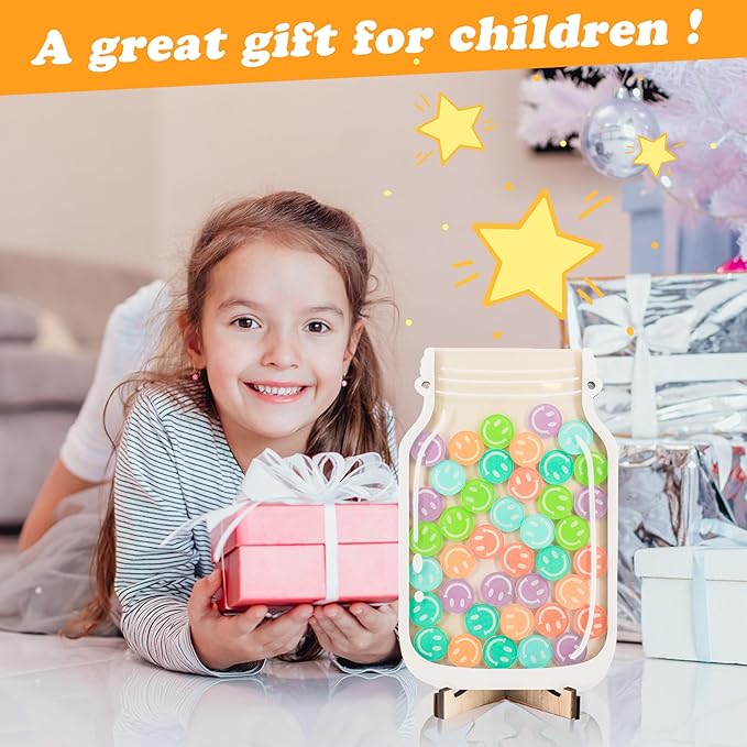 Magnetic Reward Jar, DIY Smiley Faces Jar Set for Kids Potty Training Acrylic Reward Jar System for Classroom Board Behavior Management Home Chore Chart, with Colorful Letter Stickers (42PCS Tokens)