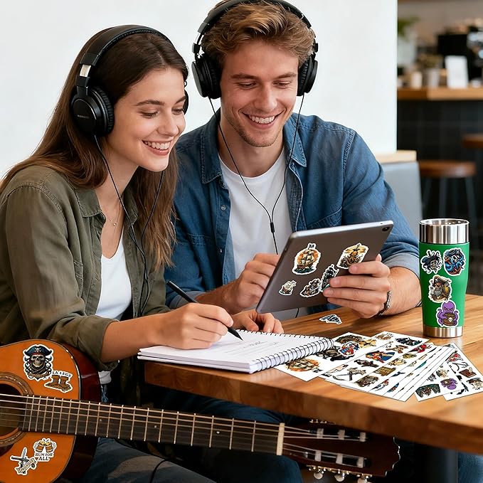 100 PCS Pirate Stickers Pack – Funny Adventure Vinyl Waterproof Decals with Ships, Treasure Maps, Sea Creatures for Laptop, Water Bottle, Car, Scrapbook, Kids, Adults Gifts