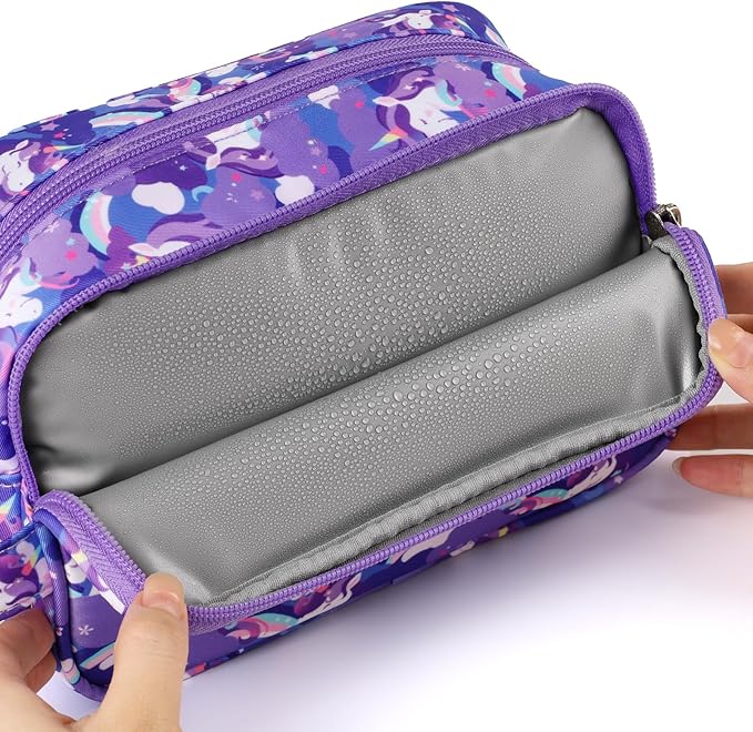 Unicorn Kids Toiletry Bag for Girls, Travel Toiletry Bag for Little Young Girls Cosmetic Bag Makeup Bag Waterproof Hanging Wash Bag Toddler Toiletries, Purple