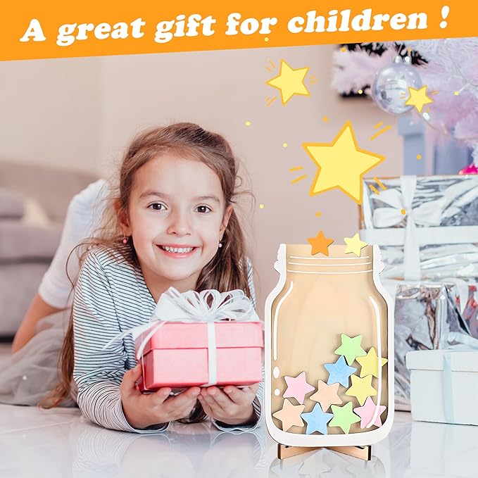 Magnetic Reward Jar, Star Reward Jar Set for Kids Potty Training Reward Jar System for Classroom, Magnetic Reward Jar for Classroom Board Behavior Management Home Reward Jar (White)