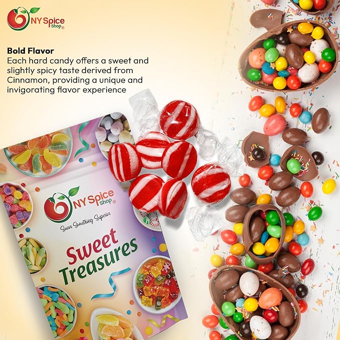 NY Spice Shop Cinnamon Candy - 1 Pound Cinnamon Discs Hard Candy - Cinnamon Bulk Hard Candy - Red Hot Cinnamon Candy Disks for Party Decorations