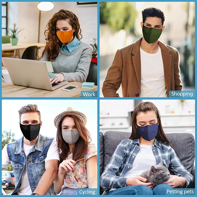 18 Pack Reusable Cloth Face Masks Washable Cotton Face Mask Adjustable Breathable Fabric Mask