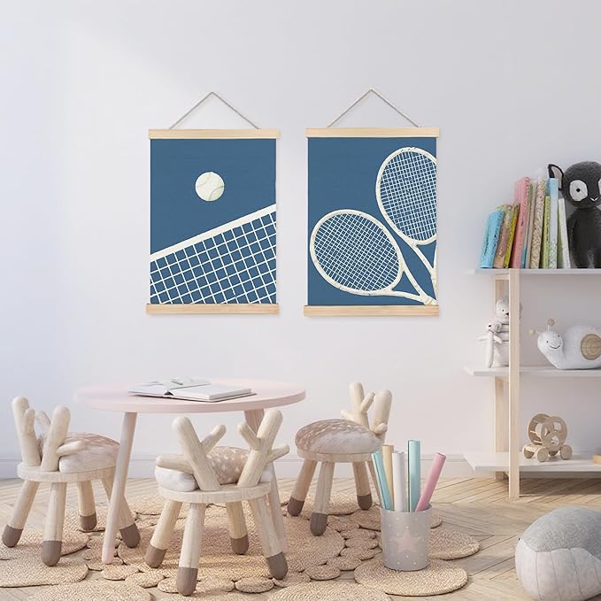 FDHSPAAM Tennis Ball Wall Art Decor, Sports Posters, Tennis Lover Player Gifts Wall Art Posters for Boys Bedroom Gym Sports Room Man Cave, 12x16 Inch Set of 2