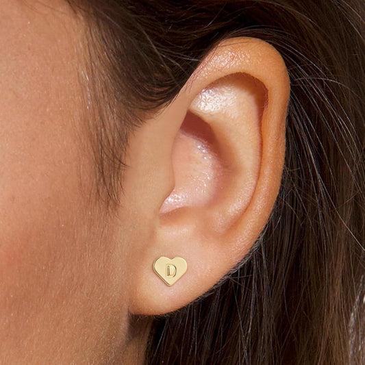 Heart Initial Earrings for Girls Kids Women - 18K Gold Filled Heart A-Z Initial Letter Earrings Teen Girls Gifts Trendy Stuff Birthday Gift for 5 6 7 8 9 10 Year Old Girl Gifts