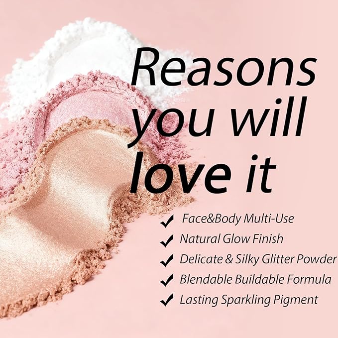 Highlighters Makeup Palettes,Face Glitter Glow Makeup Natural Glow Finish,Face Body Highlighters & Luminizers, Pearl Shimmer Highlighter Makeup Smooth Baked Powder,01-Pearl White