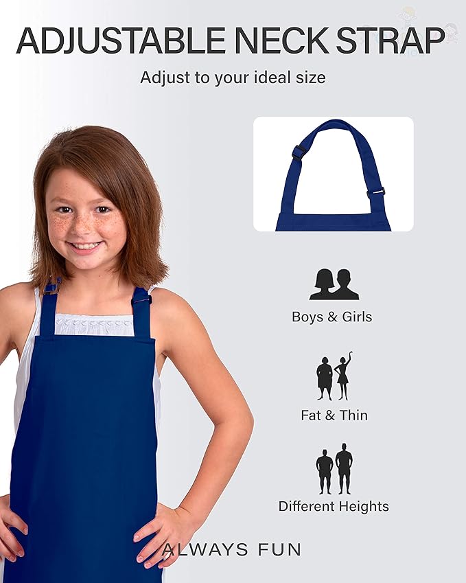 Kids Apron, Medium, 100% Cotton With An Adjustable Strap to fit All Ages