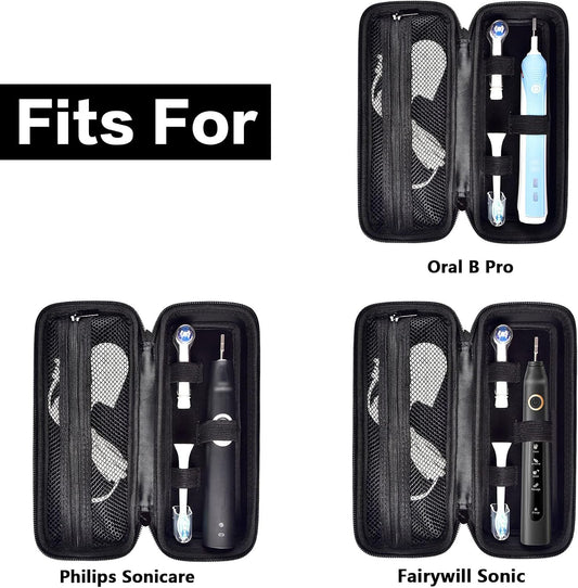 Toothbrush Travel Case Compatible with Oral-B Pro 1000, 2000, 3000, 3500, 1500/ for Philips Sonicare ProtectiveClean 4100 5100 Electric Toothbrush with Mesh Pocket for Accessories - Black (Bag Only)