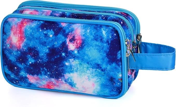 Galaxy Toiletry Bag for Girls, Travel Toiletry Bag for Teen Girls Cosmetic Bag Makeup Bag Waterproof Hanging Wash Bag Toiletries, Blue