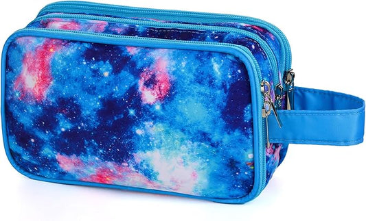 Galaxy Toiletry Bag for Girls, Travel Toiletry Bag for Teen Girls Cosmetic Bag Makeup Bag Waterproof Hanging Wash Bag Toiletries, Blue