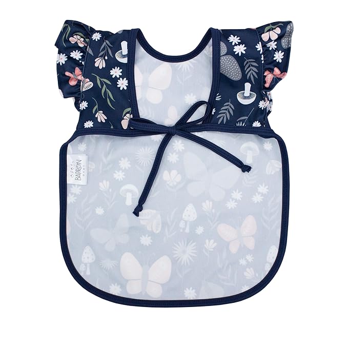 BapronBaby Flutter Butterfly Garden Bapron - No Neck Tie Safer Bib for Baby & Toddler - Soft Waterproof Stain Resistant - Machine Washable - Sz Baby/Toddler 6m-3T