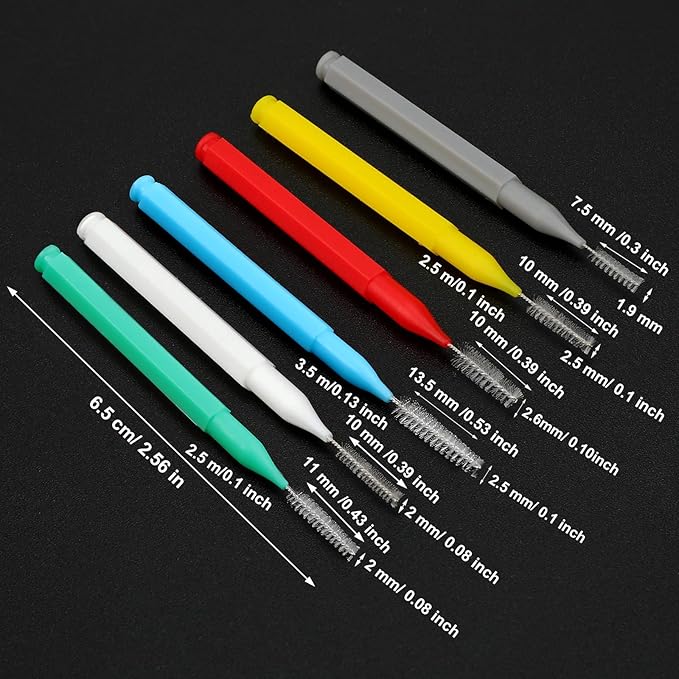 Patelai 100 Pieces Braces Brush for Cleaner Interdental Brush Toothpick Dental Tooth Flossing Head Oral Dental Hygiene Flosser Toothpick Cleaners Tooth Cleaning Tool(Assorted Colors,Multiple Sizes)