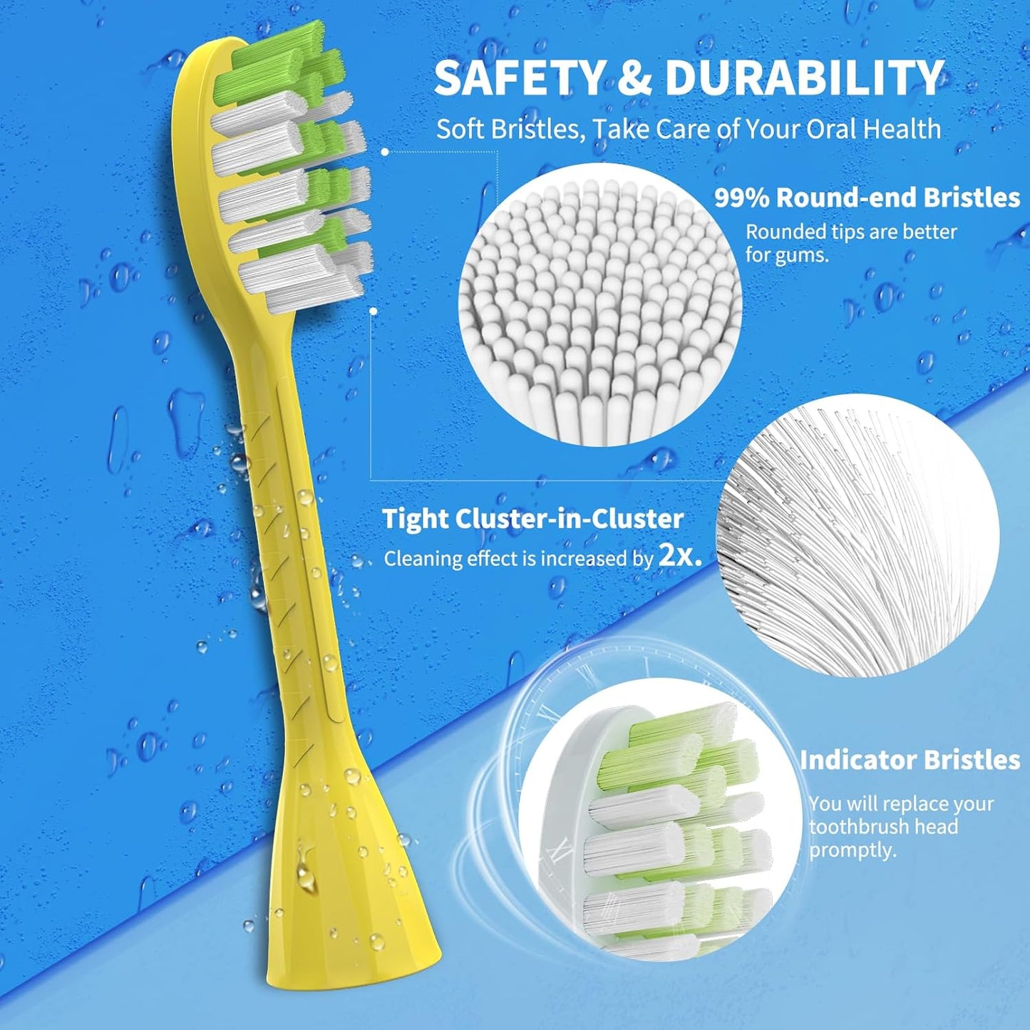 Toothbrush Replacement Heads Compatible with Philips One Series Sonicare Battery Toothbrush BH1022/02, 10 Pack Replacement Heads, Soft Bristles, Mango