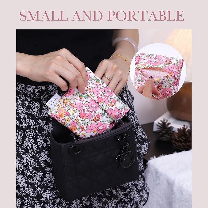 DGAZ Sanitary Napkin Storage Bag, Period Bag for Teen Aged Girls, Portable Period Bag for Panty Liners/Menstrual Cup/Small Tampons，Mini Makeup Bag for Purse(Betsy(Pink))