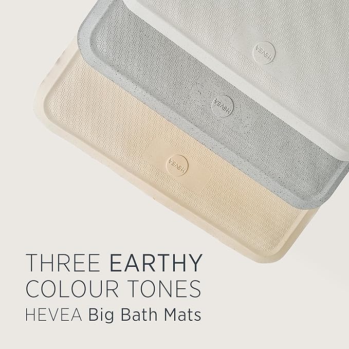 HEVEA Natural Rubber Big Bath Mat - Upcycled, Danish Design - Non Slip Bathtub Mat, 299 Suction Cups - Safe and Friendly Shower Mat for All Ages (Marble)