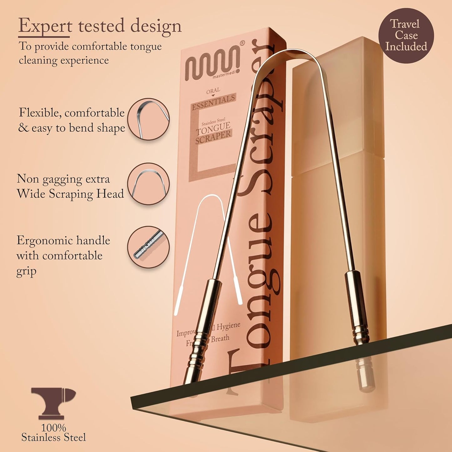 MasterMedi Coconut and Peppermint Oil Pulling (10 Fl.Oz), Mouthwash with Tongue Scraper, Alcohol Free Natural Coconut Oil Pulling for Teeth Whitening,Fresh Breath and Healthier Gum (Pack of 1)