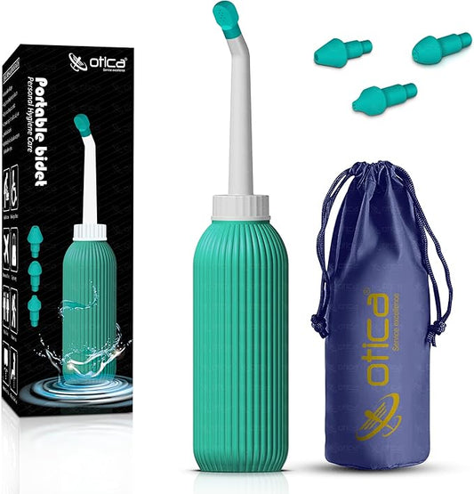 Upside Down Peri Bottle for Postpartum Care, Portable Bidet for Perineal Cleansing, 500ml Capacity,4 Nozzle Tips ,Angled Nozzle, Travel-Friendly, Handheld Washer for New Moms, Unisex