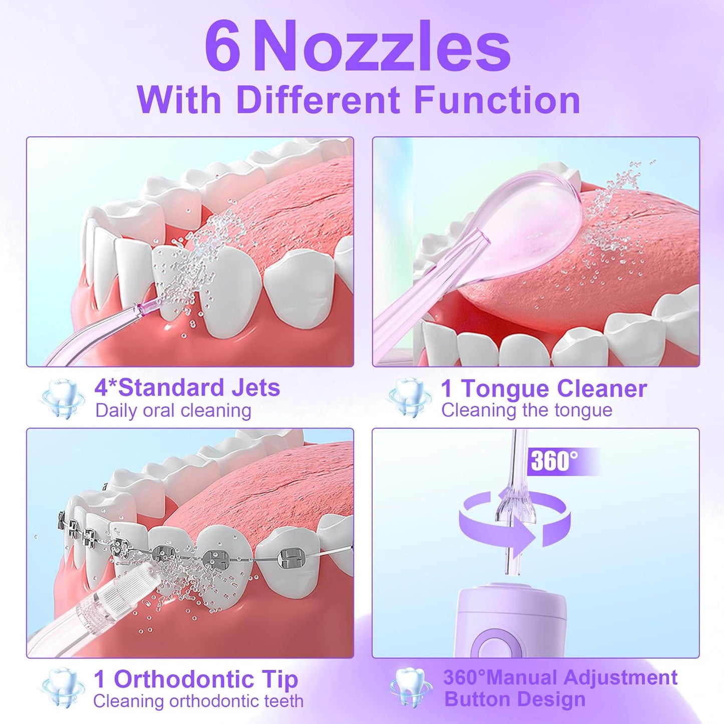 Water Flossers for Teeth, Cordless Water Dental for Teeth Cleaning, Water Flossers for Teeth Portable Oral Irrigator, USB Rechargeable for Home Travel Office