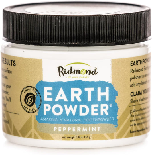 Redmond Earthpowder, All Natural Tooth and Gum Powder Bentonite Clay, Peppermint