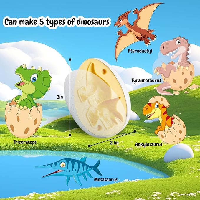 Dinosaur Toys Kids Dough Playset, 55PCS Dino Toys Kit with Molds & Clay, Make Dinosaurs or Create Your Own Models, Storage Case with Light & Sound, Gift for Boys & Girls Ages 3-8