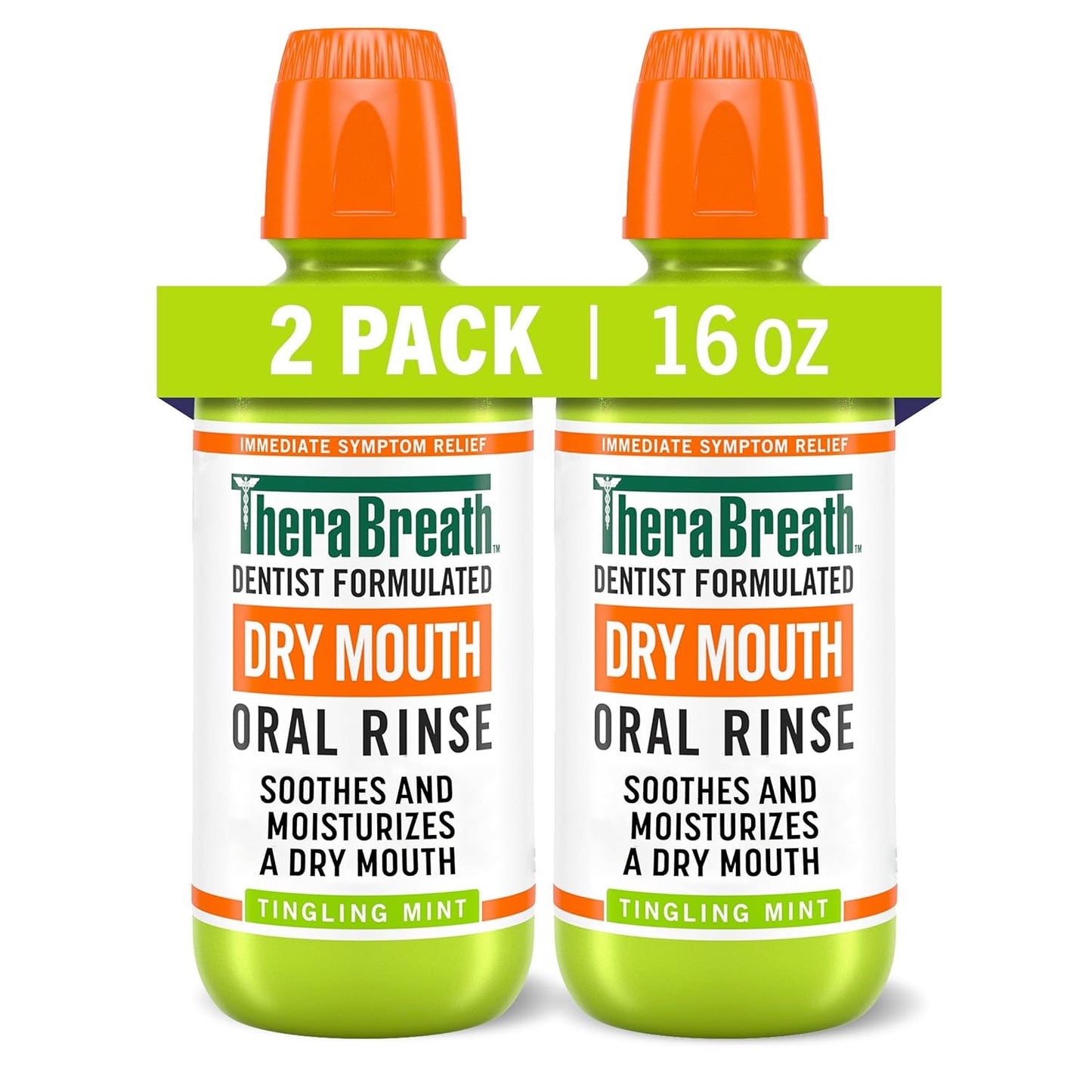 TheraBreath Dry Mouth Oral Rinse, Tingling Mint, Dentist Formulated, 16 Fl Oz (2-Pack) & Dry Mouth Dentist Formulated Sugar-Free Lozenges, Mandarin Mint, 24 Count