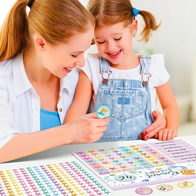 Reward Chart for Kids,Magnetic Behavior Chore Chart for Kids at Home,26 Mermaid Chore Charts,1960 Diamond Stickers,56 Reward Stickers,Incentive Chart to Develop Responsibility and Good Habits,Mermaid