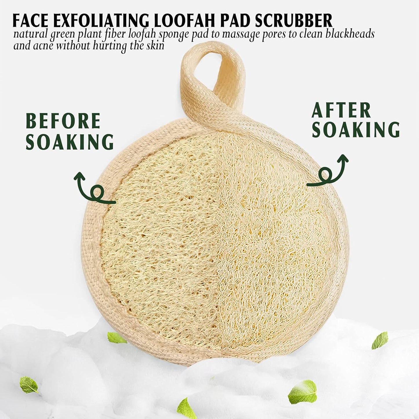 Face Exfoliating Loofah Pad Scrubber, Manual Facial Cleansing and Makeup Remover Brush 4 Pieces, Natural Loofa Sponge Pads Massage Pores and Clean Blackheads Without Hurting The Skin