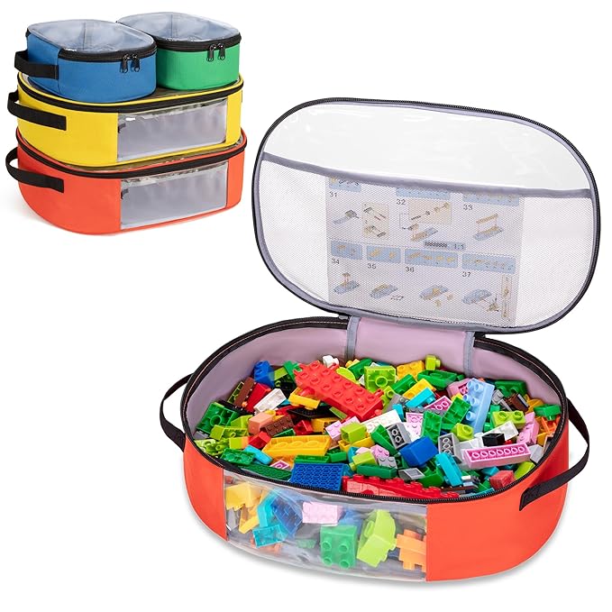 4pcs Toy Storage Organizer Container Bag for Building Bricks, Travel Bag for Building Blocks, Puzzle, Car Toy, Magnetic Toys, Dolls, Board Game Storage Organizer Case