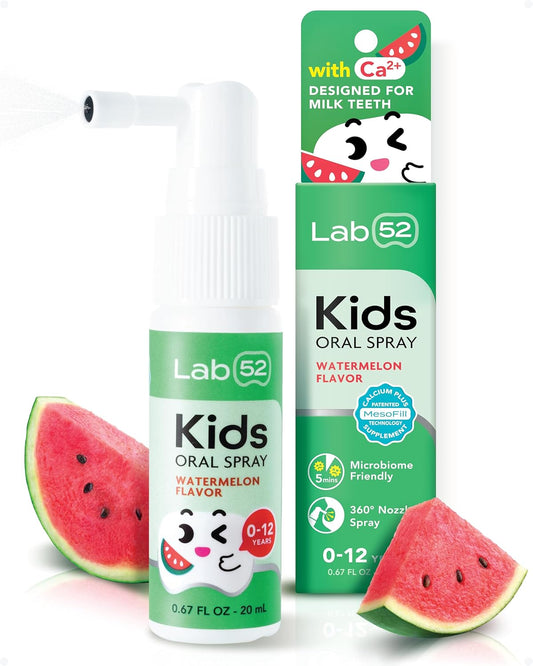 LAB52 Kids Oral Spray, Toddler Toothpaste Helper for Daily Oral Care and Fresh Breath, Children Approved with Fluoride Free for Newborn to Preschoolers, Xylitol Watermelon Flavor