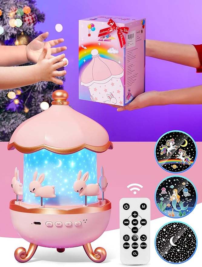 Sound Machine Baby Night Light Projector, 15 White Noise | 21 Colors | 15 Films Toddler Night Light for Kids, Remote Control Baby White Noise Machine, Unicorn Toys for Girls