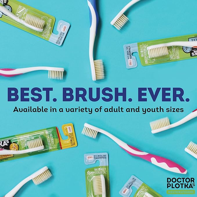 MOUTHWATCHERS Soft Flossing Toothbrush, 4 Pack, Green, Manual Soft Toothbrush for Adults, Ultra Clean, Good for Sensitive Teeth and Gums, by Dr. Plotka's