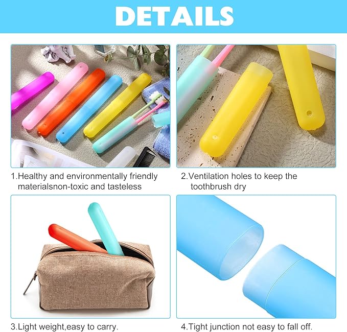 40 Pieces Travel Toothbrush Holder Case Portable Plastic Travel Toothbrush Case Toothbrush Containers Breathable Toothbrush Storage Assort Color for Travel Trip Home School Camping Business, 7 Colors