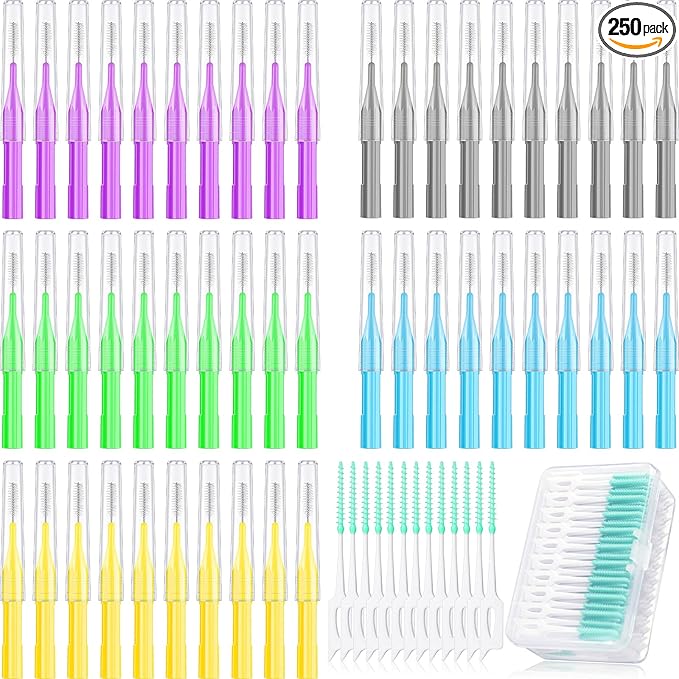 Zopeal 250 Pieces Braces Flossers Interdental Brush for Cleaner Tooth Toothpick Dental Teeth Flossing Picks Head Oral Dental Hygiene Cleaning Tool Soft Cleaners