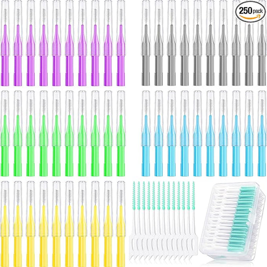 Zopeal 250 Pieces Braces Flossers Interdental Brush for Cleaner Tooth Toothpick Dental Teeth Flossing Picks Head Oral Dental Hygiene Cleaning Tool Soft Cleaners