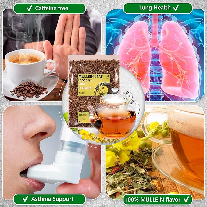 TeaDreamTea Dried Mullein Herbal Tea - Natural Mullein Flowers 5 fl.OZ Loose Tea - Caffeine-free - Pure Natural Premium Mullein Leaf - Mullein Herbal Teas with Cleanse Detox & Respiratory Support Effect