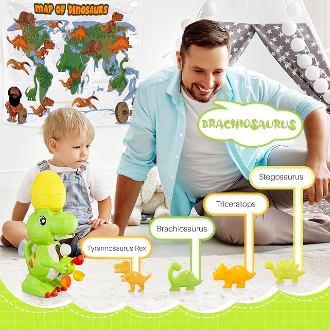 EKU Dinosaur Bath Toys for Kids Toddler Age 18months+ Mold Free Water Wheels and Fishing Games Bathtub Tub Bath Time Play Girls Boys Color Sound Movement Interactive