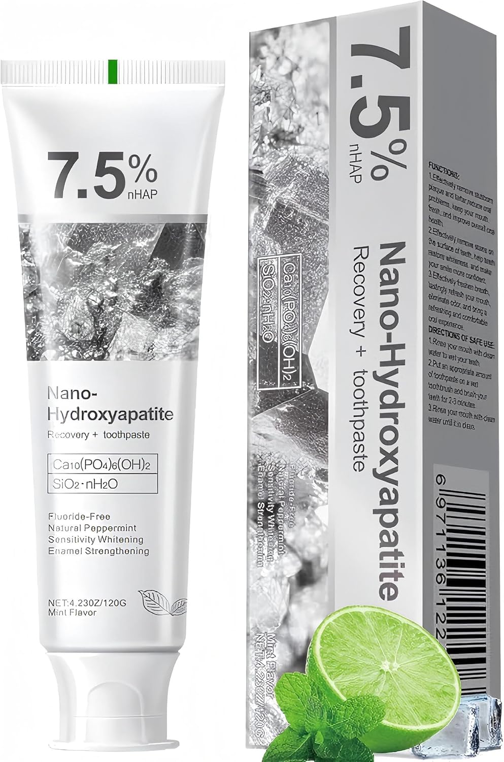 7.5% Hydroxyapatite Toothpaste, Advanced Enamel Protection, Freshening Breath.Deep Cleansing, 7.5% Hydroxyapatite Whitening And Repairing Toothpaste, Fluorine-Free Formula, Containing Mild Mint. (1PC)