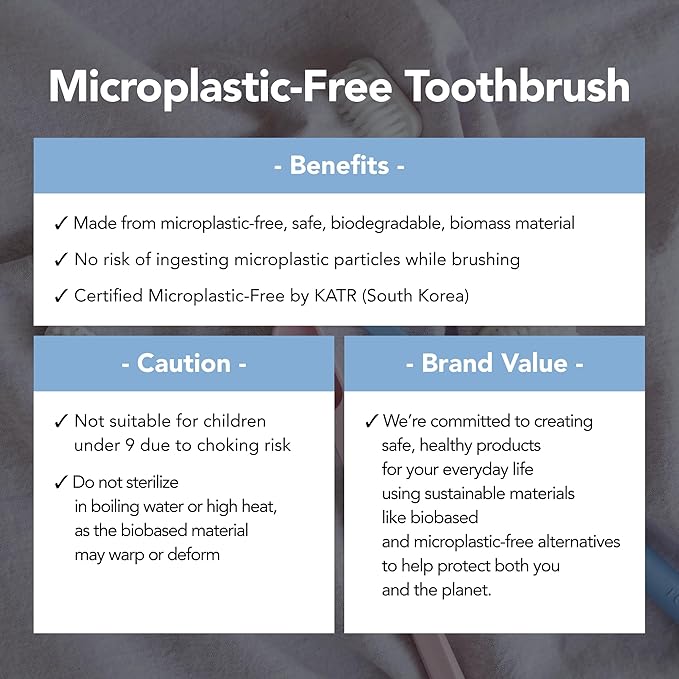 Reseio Eco Toothbrush Set with 3 Replaceable HeadsㅣSoft BristlesㅣPlastic-FreeㅣBPA-FreeㅣSustainable Oral CareㅣTravel Pouch Included - Blue