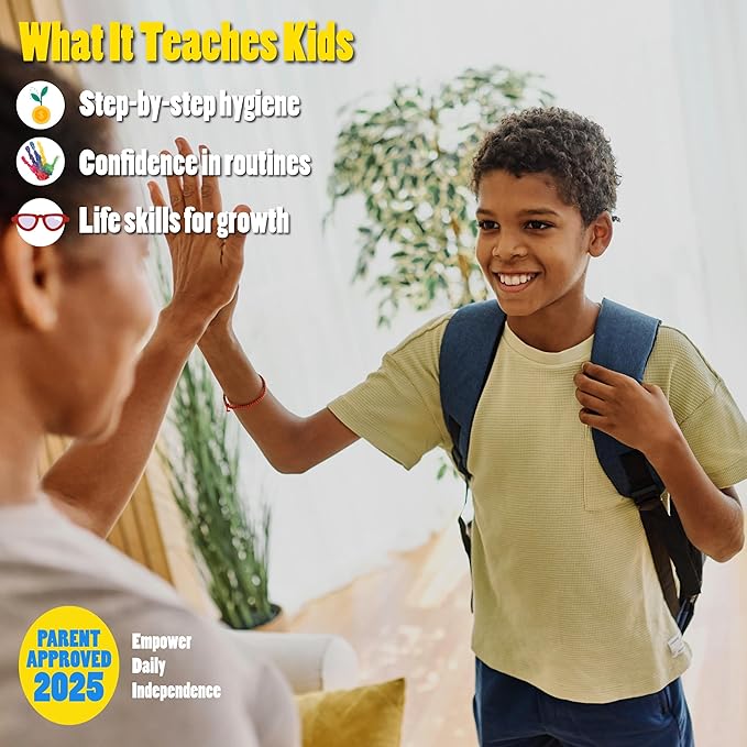 Morning Routine Chart for Kids – Step-by-Step Visual Schedule (9x12 Laminated) | Self-Care Educational Chart for Children, Special Needs & Autism – Morning Routine Support – English